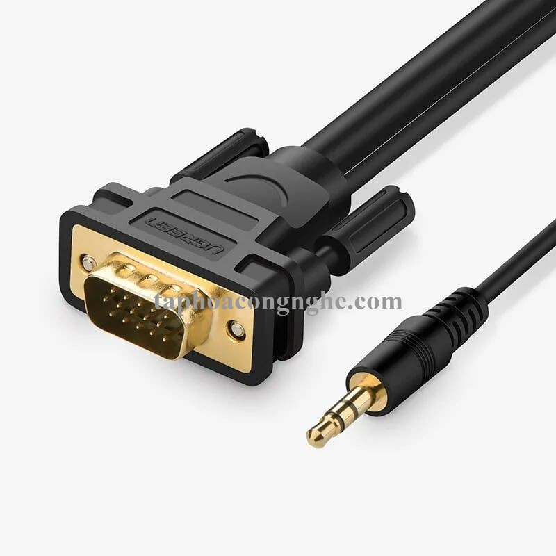 Ugreen 11628 5M màu Đen Cáp tín hiệu VGA hỗ trợ Audio 3.5mm VG102 30011628